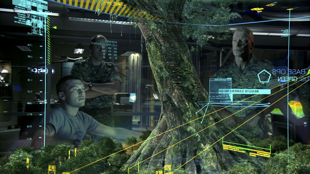 (Ki-Ka): Sam Worthington sebagai Jake Sully and Stephen Lang sebagai Colonel Miles Quaritch. Foto: Mark Fellman. © 2009 Twentieth Century Fox. All Rights Reserved.