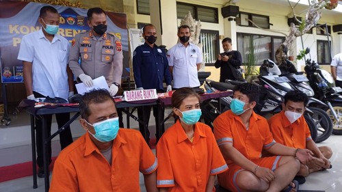 Kapolres Tabanan AKBP Ranefli Dian Candra menyampaikan pengungkapan kasus narkotika dengan empat orang tersangka yang ditangkap dari 2-11 September 2022, Selasa (13/9/2022).