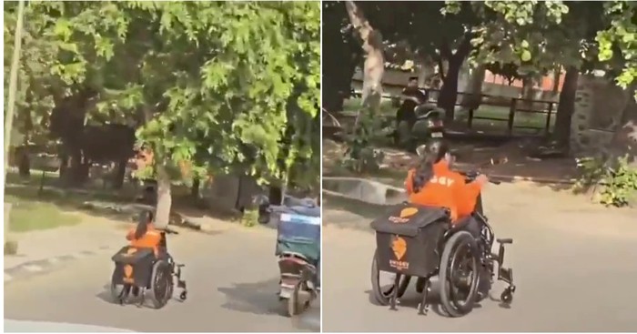 Haru! Wanita Pengantar Makanan Ini Gigih Bekerja di Atas Kursi Roda