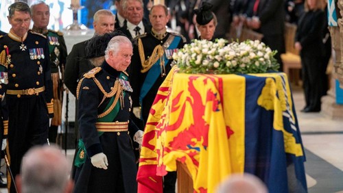 King Charles attends a Service of Prayer and Reflection for the Life of Queen Elizabeth II at St Giles Cathedral, Edinburgh, Scotland, Britain, September 12, 2022. Jane Barlow/Pool via REUTERS
