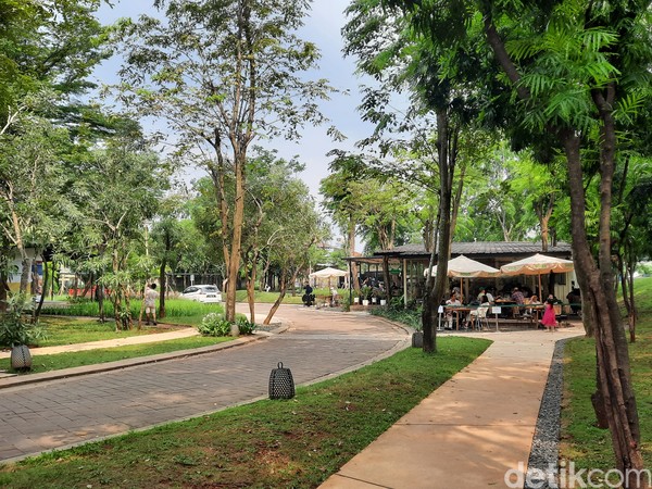 Urban Forest Cipete ini cocok banget buat orang-orang Jakarta yang butuh healing singkat. Pepohonan hijau serta area rerumputan di sana pas untuk duduk-duduk santai. Lalu juga ada jalanan paving yang cocok untuk sekadar jalan-jalan atau bersepeda. Foto: Putu Intan/detikcom