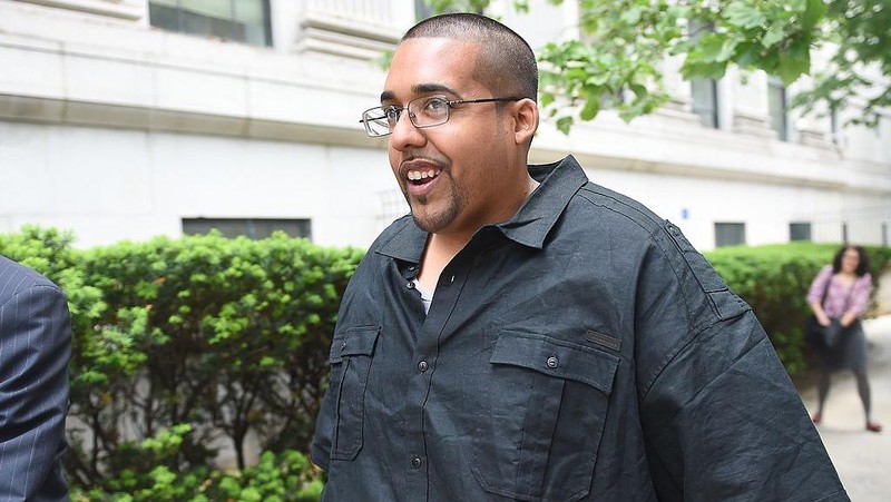 Computer hacker Hector Xavier Monsegur (R), better known by his screen name 