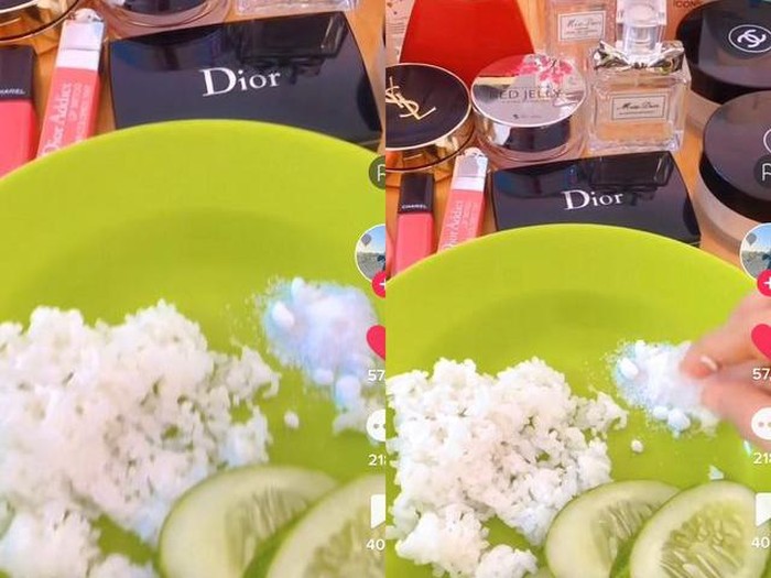 Aksi kocak wanita makan nasi pakai garam sambil memperlihatkan kosmetik high end, bikin warganet ngakak. Aksi kocak wanita makan nasi pakai garam sambil memperlihatkan kosmetik high end, bikin warganet ngakak.
