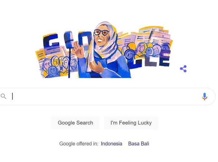 HR Rasuna Said, muslimah yang merupakan pejuang kemerdekaan dan emansipasi wanita di Indonesia yang jadi Google Doodle hari ini.