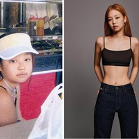 Dalam foto kecilnya Jennie BLACKPINK terlihat memakai tank top hitam saat makan di sebuah restoran. Kini wajahnya memakai bralette hitam Calvin Klein terpampang di papan reklame yang ada di New York. Foto: Twitter, dok. Instagram @jennierubyjane