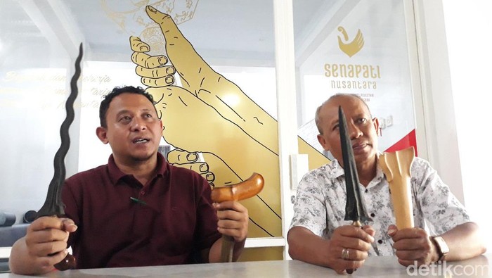 Jumpa pers Serikat Nasional Pelestari Tosan Aji Nusantara (Senapati Nusantara) yang akan menggelar pameran di Bantul, Rabu (14/9/2022).