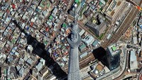 Citra satelit juga menangkap lanskap Skytree di Tokyo. Menara ini merupakan gedung swadaya tertinggi di Asia.