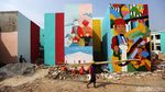Dipenuhi Mural, Wujud Kampung Gembira Gambrong Jaktim Mulai Terlihat