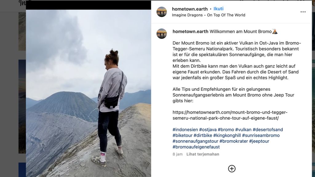 Turis Asing yang Kencingi Kawah Gunung Bromo Minta Maaf