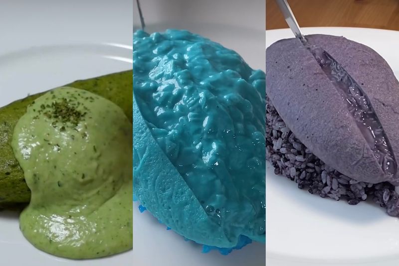 Omelet warna-warni yang unik.