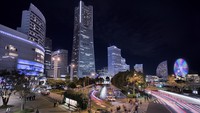 Lanjut, ada panorama dari Yokohama yang terlihat sempurna dengan tata cahaya saat malam hari. 