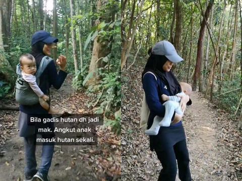 Foto ibu yang mengajak anak usia 4 bulan masuk ke dalam hutan, tuai kritik dari warganet.