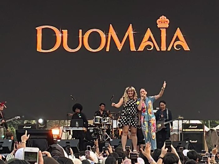 Maia Estianty dan Pinkan Mambo saat ditemui di Bandung.