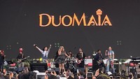 Maia Estianty dan Pinkan Mambo menjadi salah satu penampil dalam acara gelaran musik di Bandung, Sabtu (17/9/2022). Foto: Ron (detikhot)