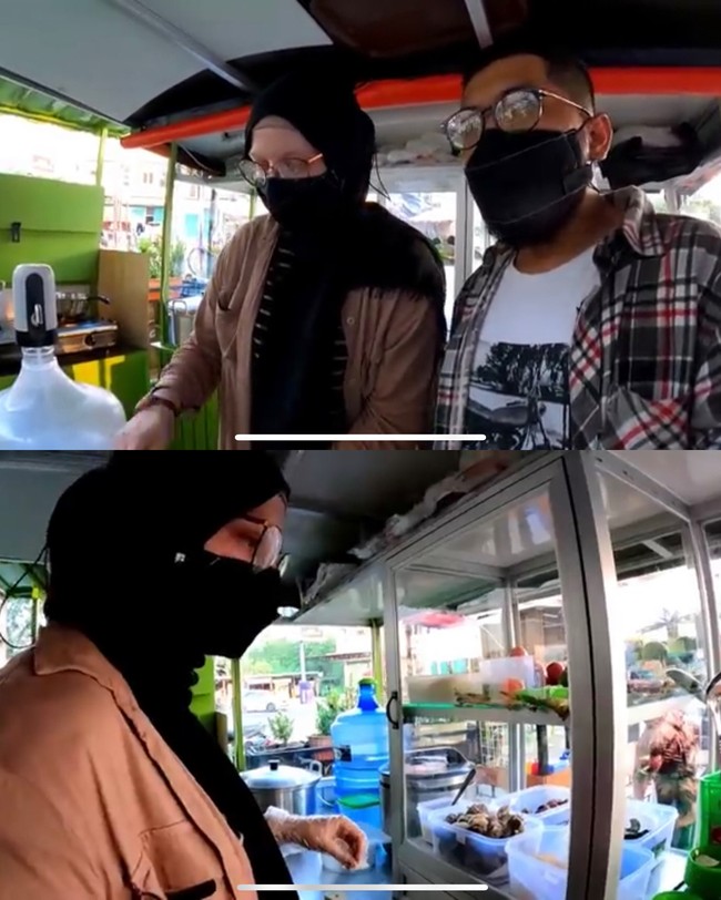 Rihan mengatakan desain logo warung sotonya dibuat oleh sang istri, Annie. Istrinya juga ikut membantunya berjualan soto. Semoga usaha soto kita berkah aaminn, ujar pria yang mengaku besar di Bekasi, Jawa Barat itu. Foto: Dok. Instagram @rihanvaluzi.