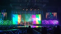 Siwon cs menyapa ELF yang ada di Indonesia. Foto: Wanodya Sihminarti (20 detik)
