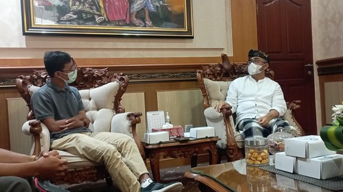Wali Kota Denpasar I Gusti Ngurah Jaya Negara menerima audiensi detikBali di kantornya, Kamis (15/9/2022)