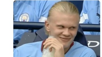 Setiap klub Liga Inggris diejek cry yang artinya menangis saat bersua dengan Man City dengan Haaland sebagai juru gedornya. Foto: Twitter