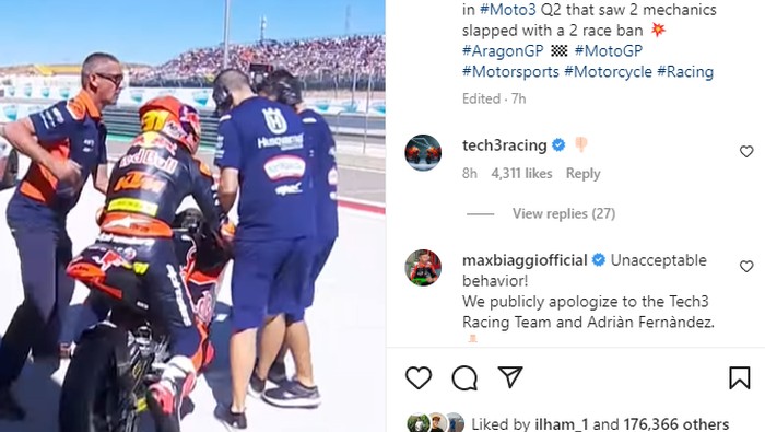 Nggak profesional banget,dua mekanik tim Moto3 halangi lawannya