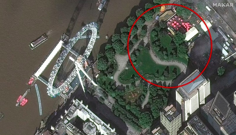 Foto satelit antrean pelayat Ratu Elizabeth II