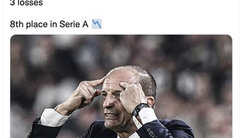 Juventus baru membukukan 2 kemenangan dan terdampar di posisi kedelapan Serie A. Foto: Twitter