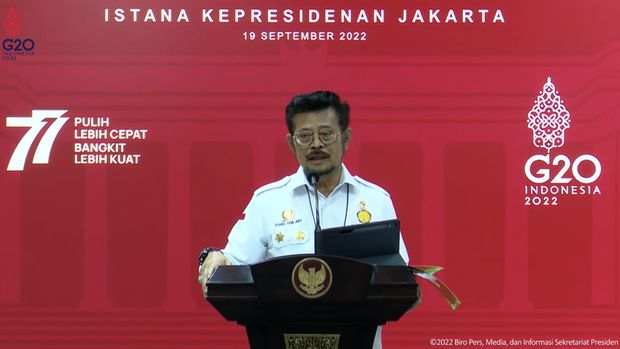 Menteri Pertanian Syahrul Yasin Limpo (Tangkapan layar youtube Setpres RI)