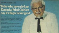 Hingga akhirnya wajah Kolonel Sanders pertama kali muncul pada sebuah iklan di tahun 1970an. Ayam goreng original KFC menjadi bintang utama dalam poster tersebut. Foto: Sanders Cafe