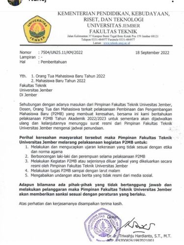 Ospek Fakultas Teknik Unej