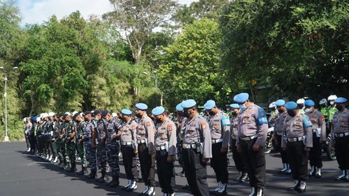 Pelaksanaan apel Operasi Gapura Agung untuk pengamanan tiga side event G20 di The Nusa Dua, Kabupaten Badung, Senin (19/9/2022). (Dok. Polda Bali)
