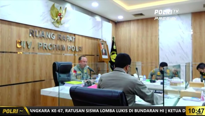 Suasana Sidang Putusan Banding Irjen Ferdy Sambo yang digelar KKEP Polri. (Tangkapan layar kanal YouTube Polri TV)