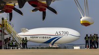 Kapal udara ini bernama airship AS700. Ujicoba pertama kali dilakukan di Bandara Jingmen Zhanghe dan berjalan mulus.
