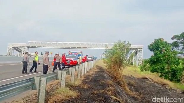 Lahan dekat tol Pejagan terbakar.