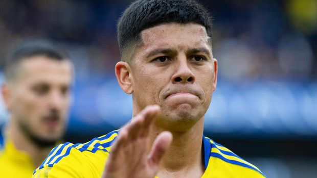 BUENOS AIRES, ARGENTINA - 2022/09/11: Marcos Rojo of Boca Juniors gestures before a match between Boca Juniors and River Plate as part of Liga Profesional 2022 at Estadio Alberto J. Armando.(Final score; Boca Juniors 1:0 River Plate). (Photo by Manuel Cortina/SOPA Images/LightRocket via Getty Images)