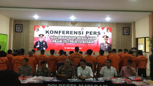 Para pelaku 3C diamankan di Mapolres Kota Mataram, Selasa (20/9/2022).