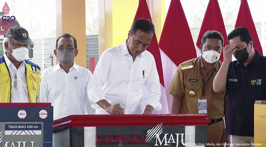 Peresmian Jalan Tol Cibitung – Cilincing dan Serpong – Balaraja Seksi I, 20 September 2022. (Tangkapan layar Youtube Setpres RI)