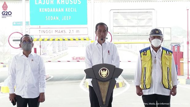 Peresmian Jalan Tol Cibitung – Cilincing dan Serpong – Balaraja Seksi I, 20 September 2022. (Tangkapan layar Youtube Setpres RI)
