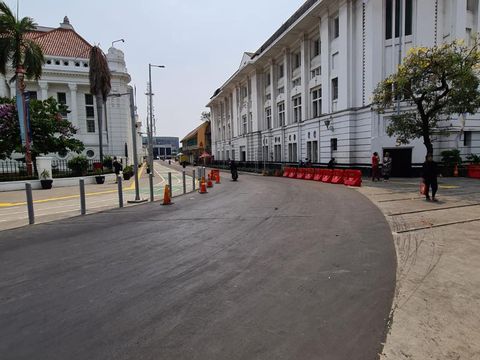 Proyek pelapisan antilicin di Jl Pintu Besar Utara, Kawasan Kota Tua Jakarta telah rampung.
