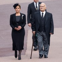 Putri Haya dari kerajaan Yordania jarang tampil ke publik setelah perceraiannya dengan penguasa Dubai Sheikh Mohammed Bin Rashid Al-Maktoum. Putri Haya tiba-tiba muncul di pemakaman Ratu Elizabeth II di Westminster Abbey pada Senin (19/9/2022). Foto: Getty Images