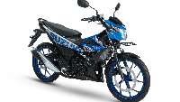 Suzuki Satria F150 Special Edition ini mengombinasikan warna silver dan biru khas Suzuki. Pewarnaan biru juga turut disertakan hingga lingkar velg. Kombinasi warna itu memberikan kesan sporty dan agresif. Foto: Dok. Suzuki