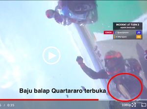 Horor! Baju Balap Quartararo Terbuka Lagi saat Crash di Aragon