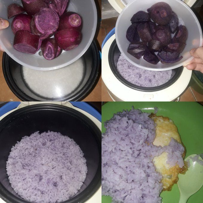 Iseng Masak Nasi Sambil Kukus Ubi, Hasilnya Jadi Nasi Ungu Cantik