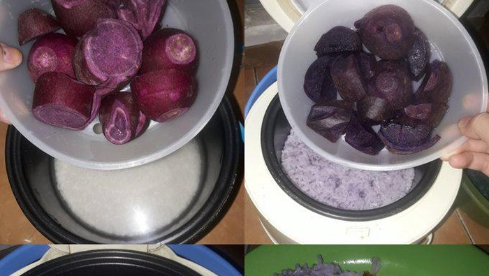 Iseng Masak Nasi Sambil Kukus Ubi, Hasilnya Jadi Nasi Ungu Cantik