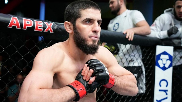 BOSTON, MA - JANUARY 20:  (L-R) Islam Makhachev of Russia and Khabib Nurmagomedov of Russia wait backstage during the UFC 220 event at TD Garden on January 20, 2018 in Boston, Massachusetts. (Photo by Brandon Magnus/Zuffa LLC/Zuffa LLC via Getty Images)