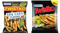 Twistko merupakan jajanan stik jagung dengan bumbu perasa. Kemasannya dulu masih terlihat sederhana. Tapi kini terlihat lebih keren dengan grafis yang menarik. Foto: Kaskus/Pinterest