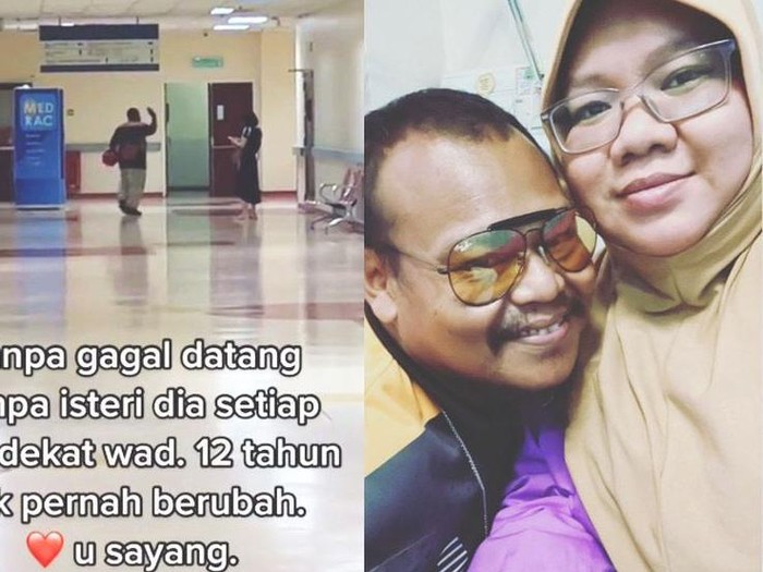Kisah suami setia viral di media sosial, rutin menemani sang istri dirawat di rumah sakit selama 12 tahun, bikin kagum warganet.