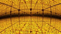 Berikutnya, karya dengan judul The spirit of the pumpkins descended into the heavens ini menampilkan refleksi tanpa batas berwarna kuning dengan detail polkadot. Karya ini dipajang di Museum Tel Aviv, Israel, pada 9 November 2021.