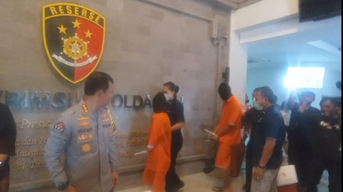 Konferensi pers kasus video mesum sejoli berpakaian adat Bali di Polda Bali, Kamis (22/9/2022).