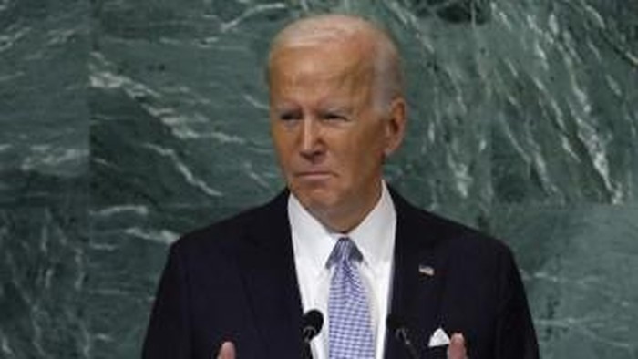 NEW YORK, NEW YORK - SEPTEMBER 21: U.S. President Joe Biden speaks during the 77th session of the United Nations General Assembly (UNGA) at U.N. headquarters on September 21, 2022 in New York City. During his remark Biden condemned Russia for its invasion in Ukraine and discussed the United States investment in combatting climate change. After two years of holding the session virtually or in a hybrid format, 157 heads of state and representatives of government are expected to attend the General Assembly in person.   Anna Moneymaker/Getty Images/AFP (Photo by Anna Moneymaker / GETTY IMAGES NORTH AMERICA / Getty Images via AFP)