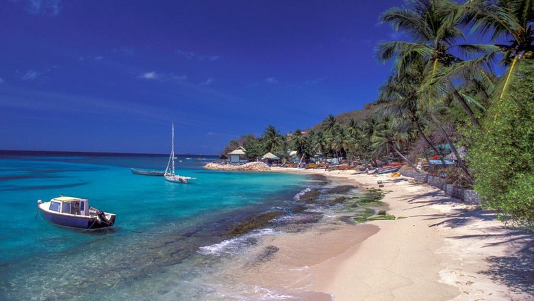 1347420769 - Pulau Mustique North America, West Indies, Lesser Antilles, Caribbean, Island in Saint Vincent and the Grenadines, Mustique,. (Photo by: Dukas/Universal Images Group via Getty Images)