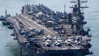 Sebuah kapal induk Amerika Serikat (AS) tiba di pelabuhan Korea Selatan (Korsel) pada Jumat (23/9) waktu setempat. Ini menjadi kunjungan pertama kali dalam empat tahun terakhir.